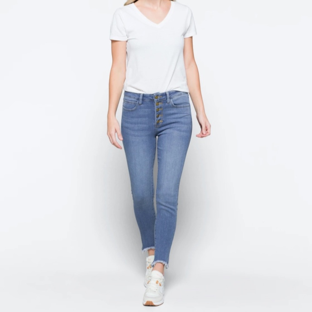 Lola Skinny 5 Button Fly Chew Hem Jean